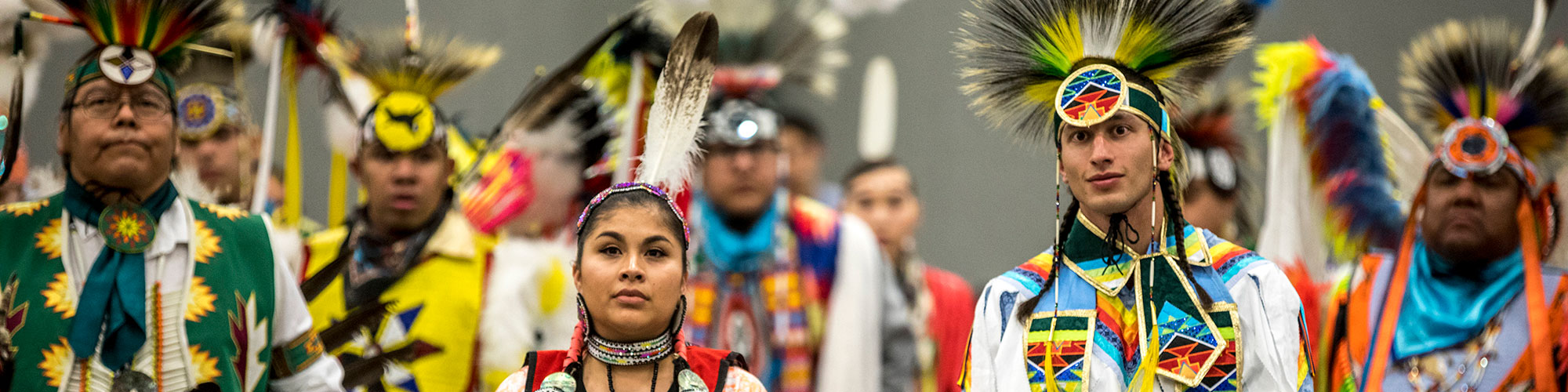 Native American students in traditional dress