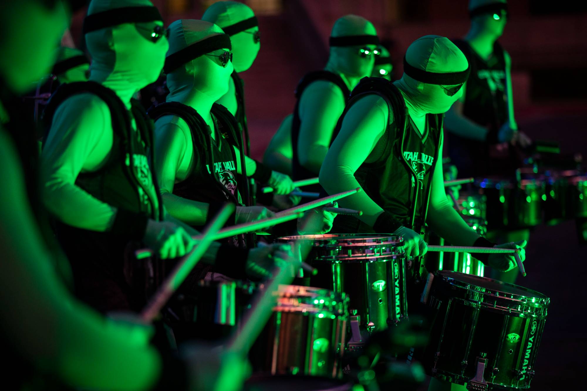 Close up shot of them drumming