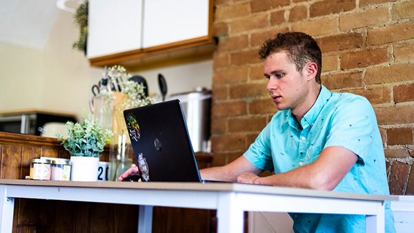 Student working on a laptop computer.