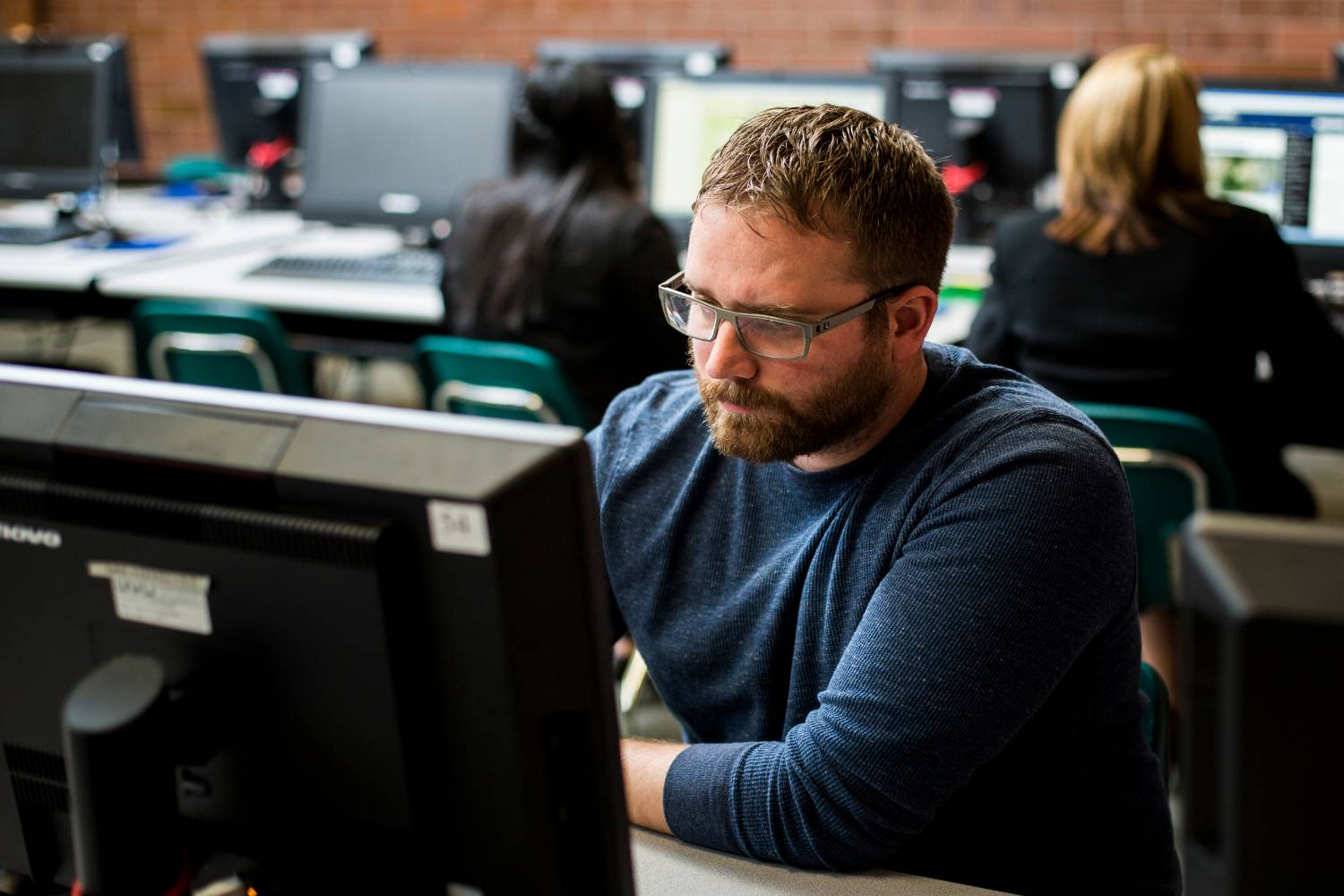 Person using a desktop computer