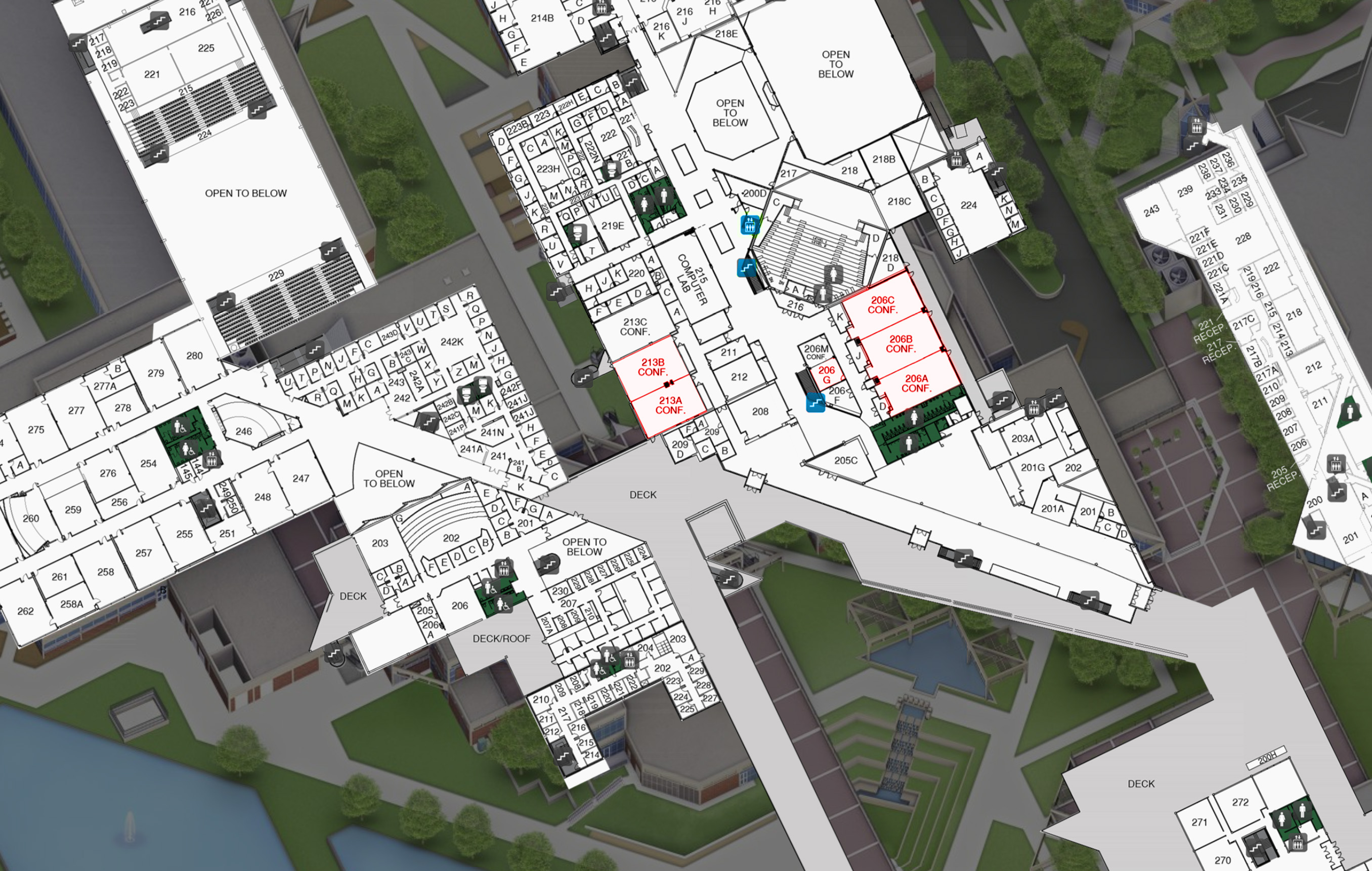 Map of the Sorenson Student Center's second floor