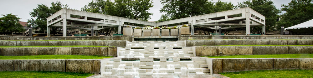 waterfall feature on UVU main Orem campus