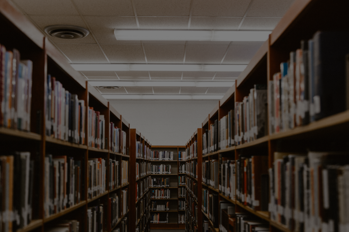 Photo of a library hallway