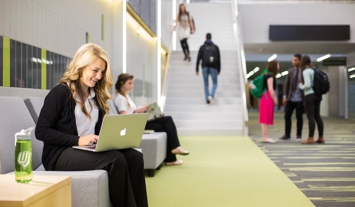 Student using a laptop