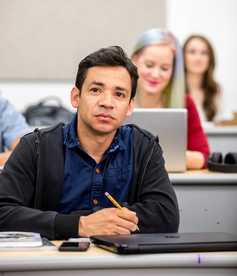 A student in a classroom