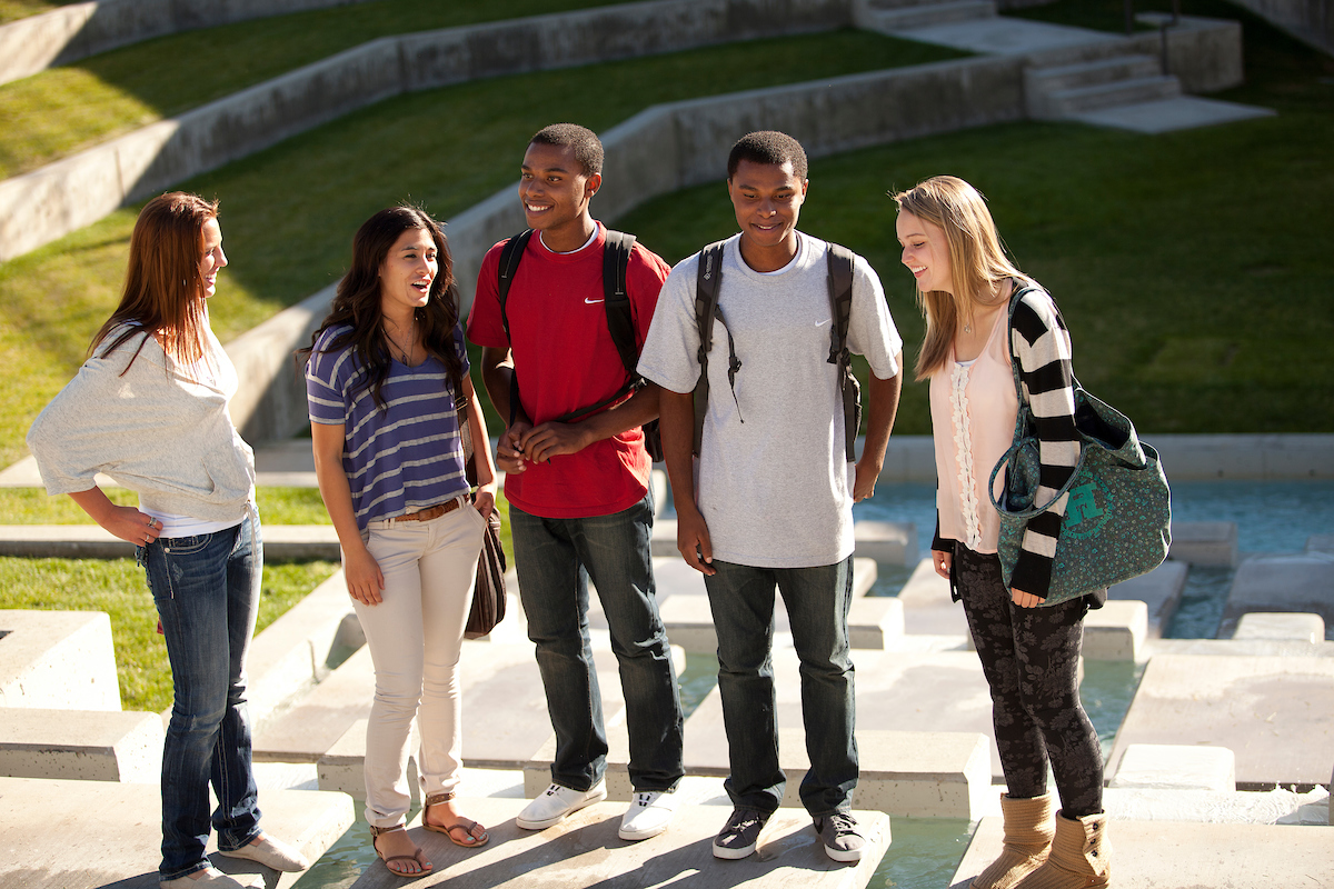 Group of students out in UVU courtyard