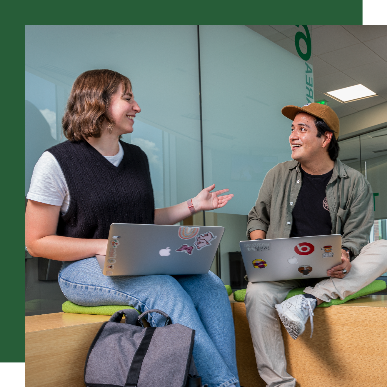 two students working together