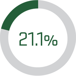 21.1 percent radial bar graph