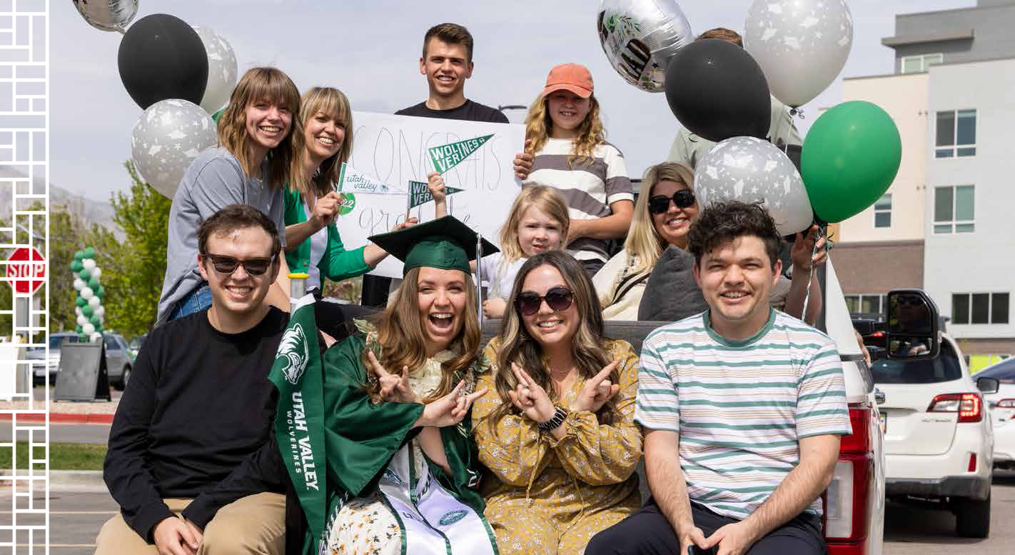 graduating student celebrating with family