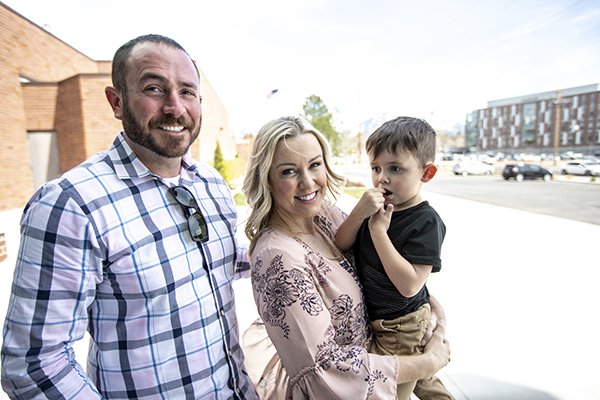 portrait of Zac, Keri, and Kohen Clune