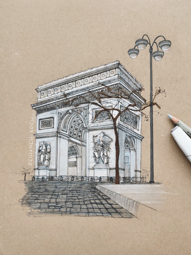 drawing of an arch