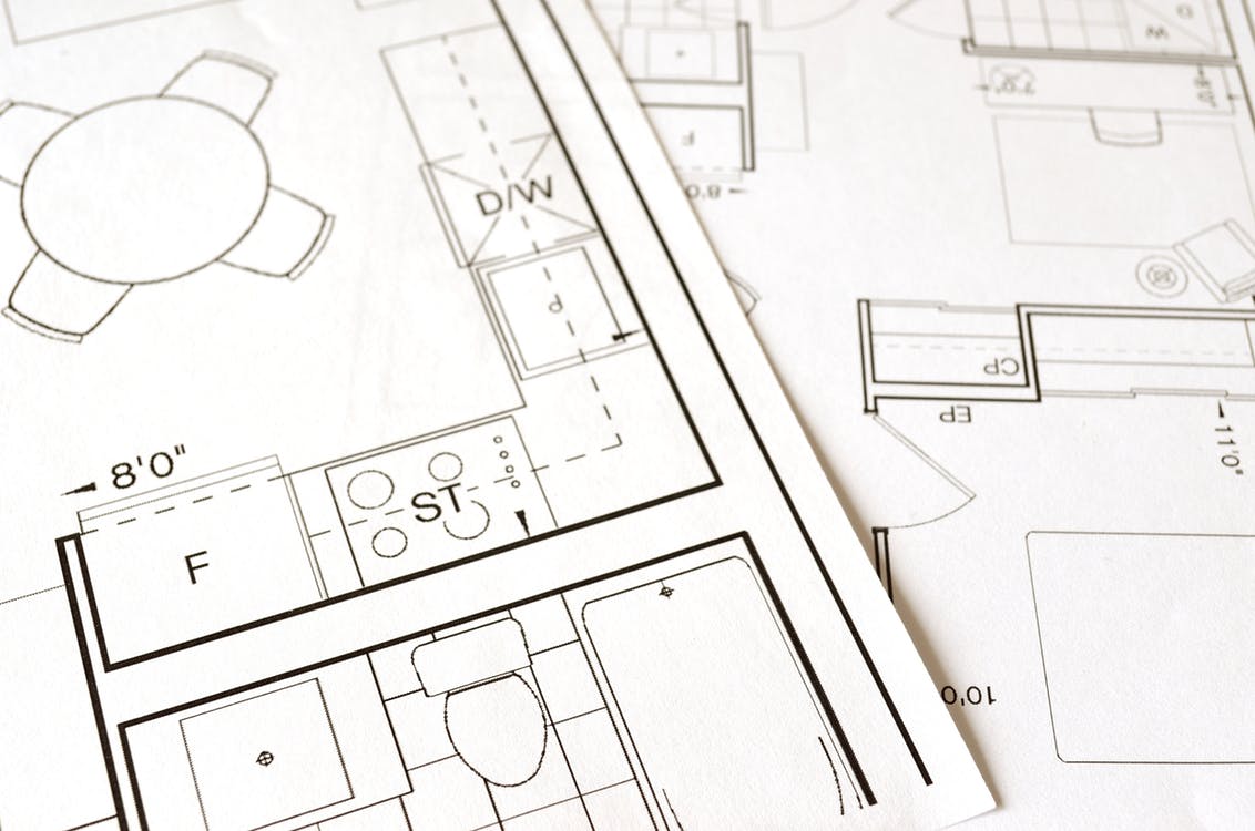 Blueprints on a table