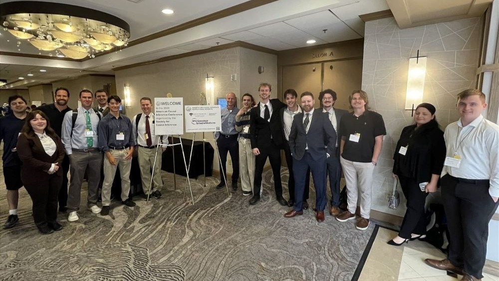 Dr. Brian Knaeble and a group of UVU students attending the 2026 American Causal Inference Conference, City Creek Marriott, downtown Salt Lake City.