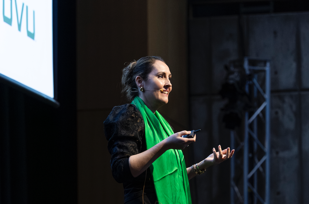 Christina Baum, UVU Chief Information Officer speaking at UVU's Data Summit