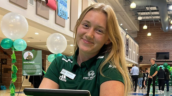 A UVU Ambassador smiling