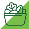Line icon of a basket of food.