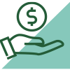 Line icon of a hand with coin.
