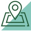 Line icon of a map with pin.