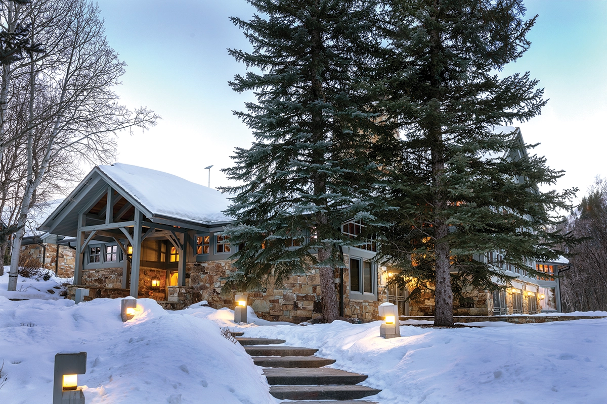 Exterior photo of the Alan C. and Karen Ashton Center for Leadership and Inspiration in the snow in Sundance, Utah. Exterior photo of the Alan C. and Karen Ashton Center for Leadership and Inspiration in the snow in Sundance, Utah.