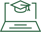 Icon of laptop with graduation cap.