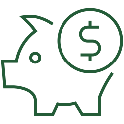 Line icon of a piggy bank.