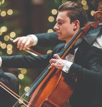 Close shot of a cello player during a performance by the Utah Valley University Symphony Orchestra at The Noorda Center for the Performing Arts on UVU’s Orem Campus. 