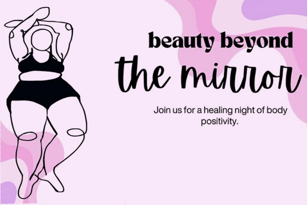 Flier of an artful body form stating 'Beyond the Mirror'. Flier of an artful body form stating 'Beyond the Mirror'.