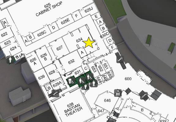 Floor plan of GT Building, star on GT 634