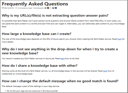 Example of a FAQ