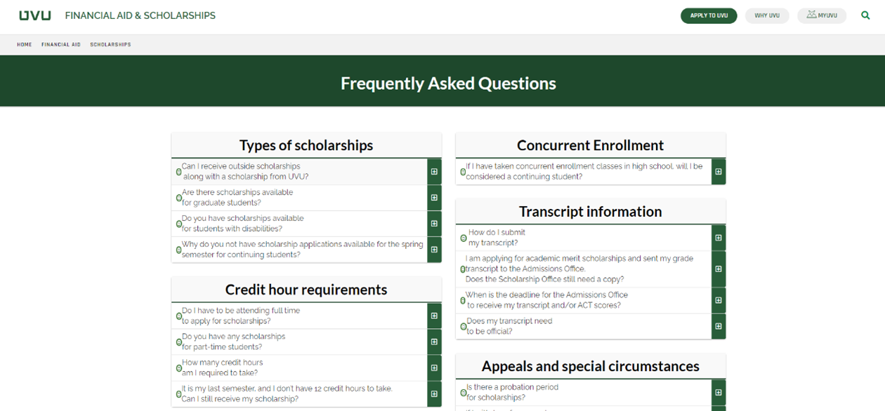FAQ web page example