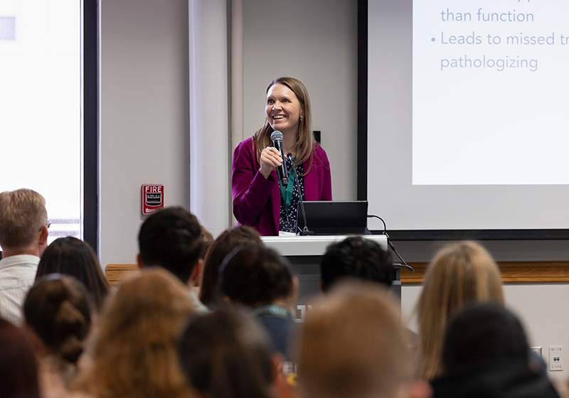 Image of a speaker giving a speech.