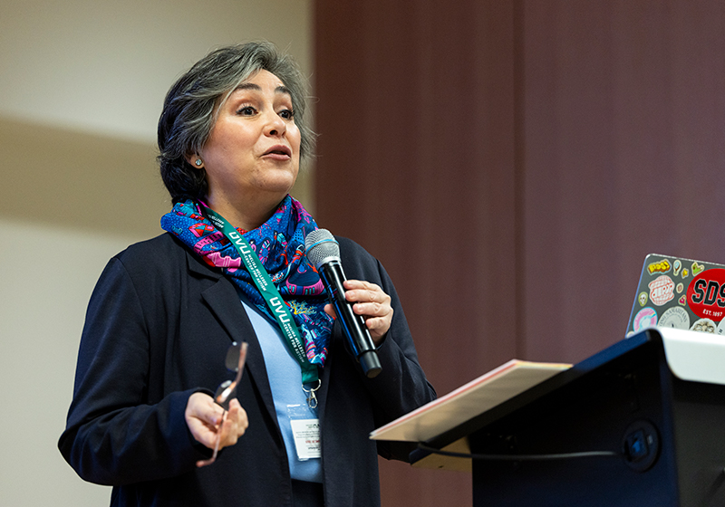 Image of a speaker giving a speech.