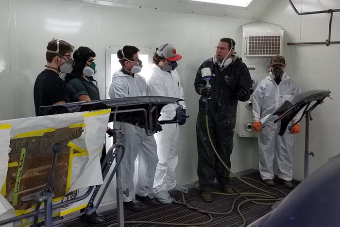 students in automotive paint class