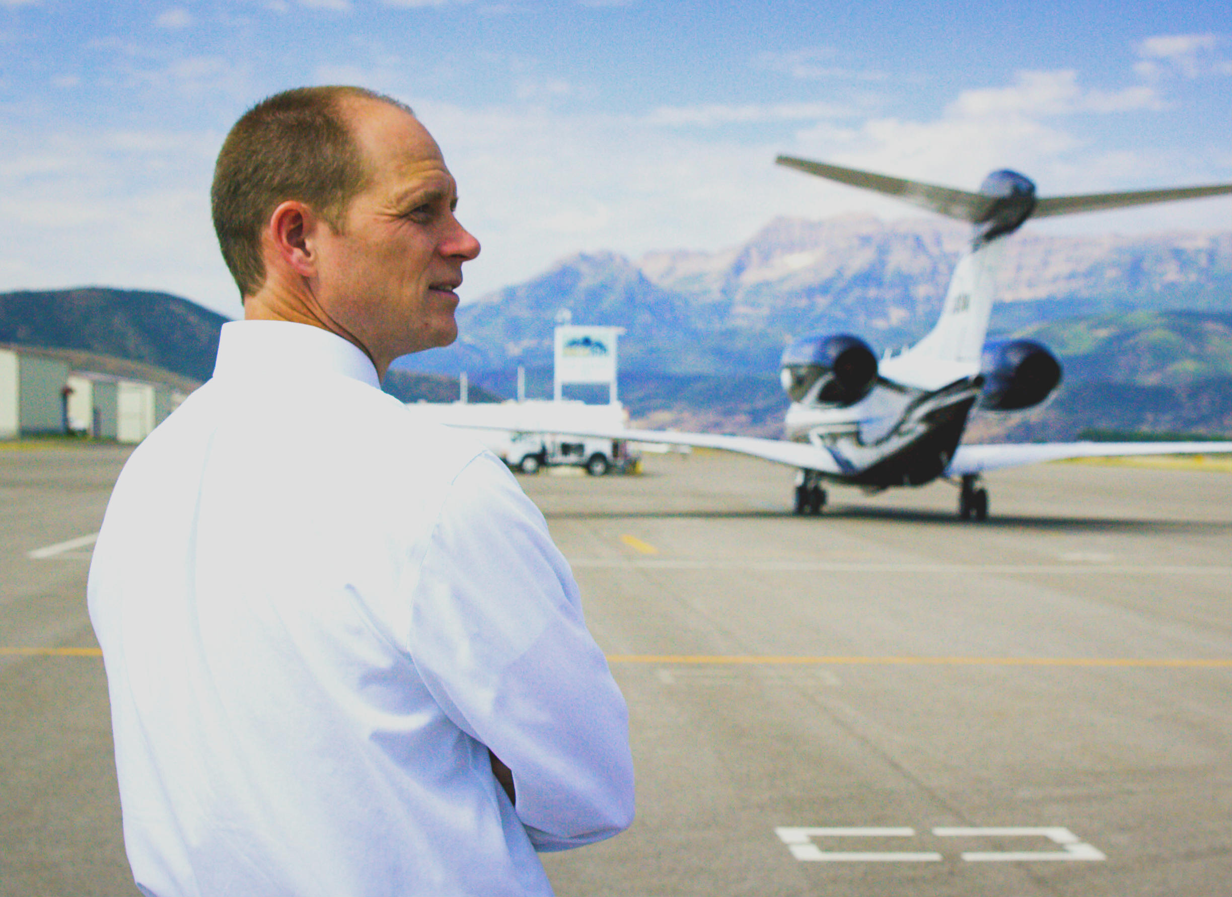 airport manager looks across airfield