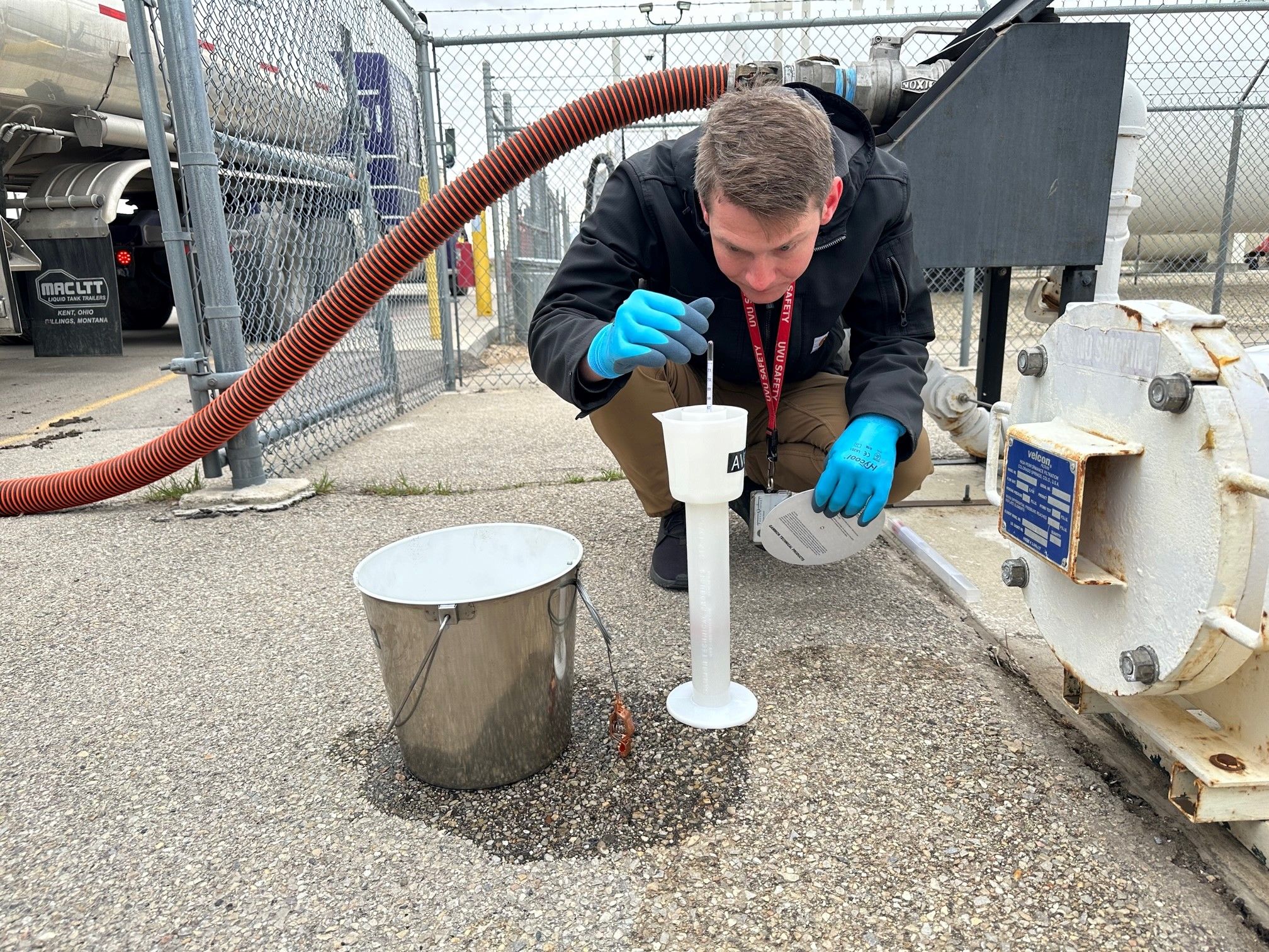 student testing fuel quality