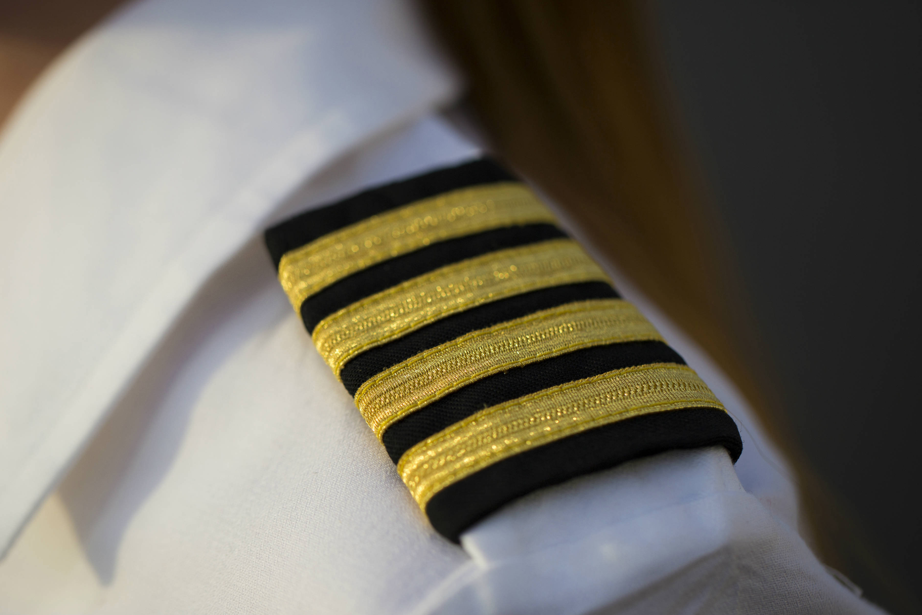 Pilot shoulder stripes on uniform