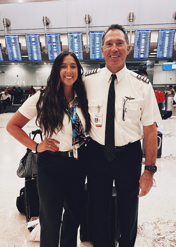 Tristan and her father both AA pilots