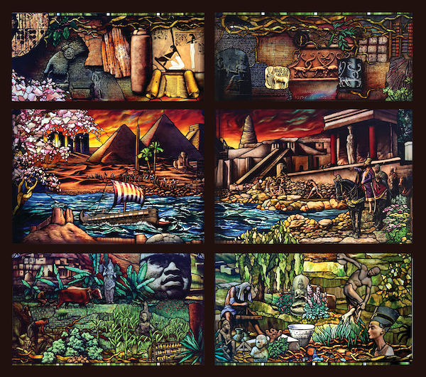 stained glass of civilizations from the past