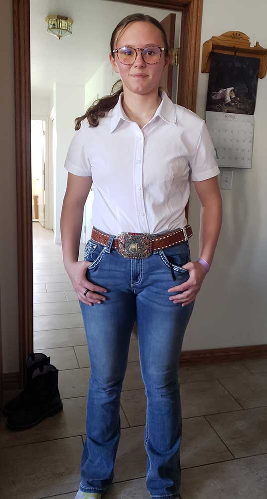 Annie with belt buckle