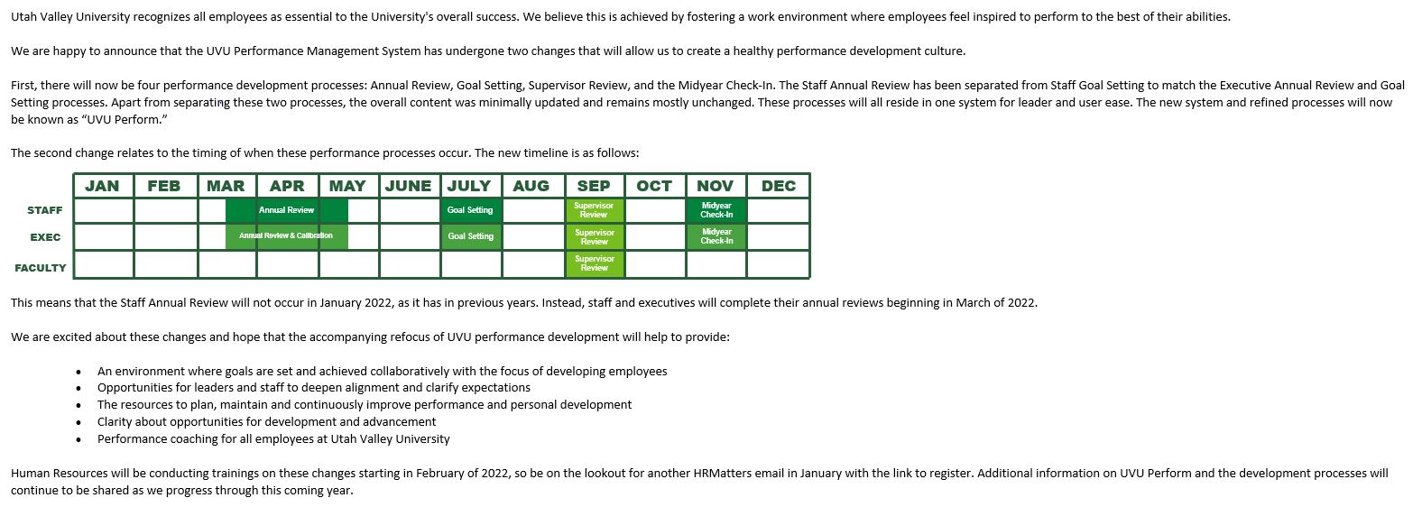 UVU Performance Management & 2022 Review