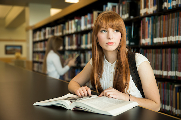 Student in Library