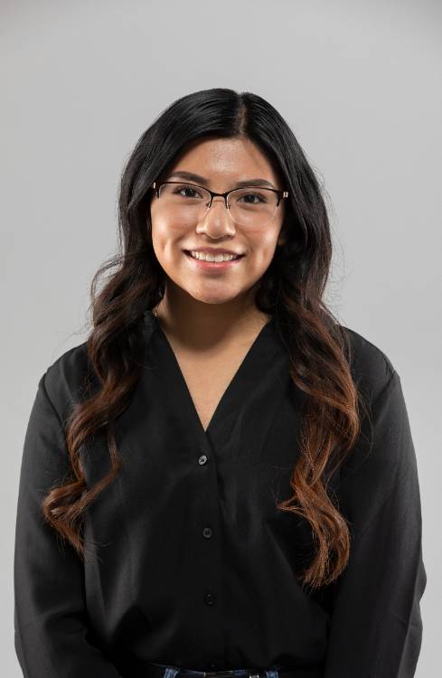 girl centered with a white background