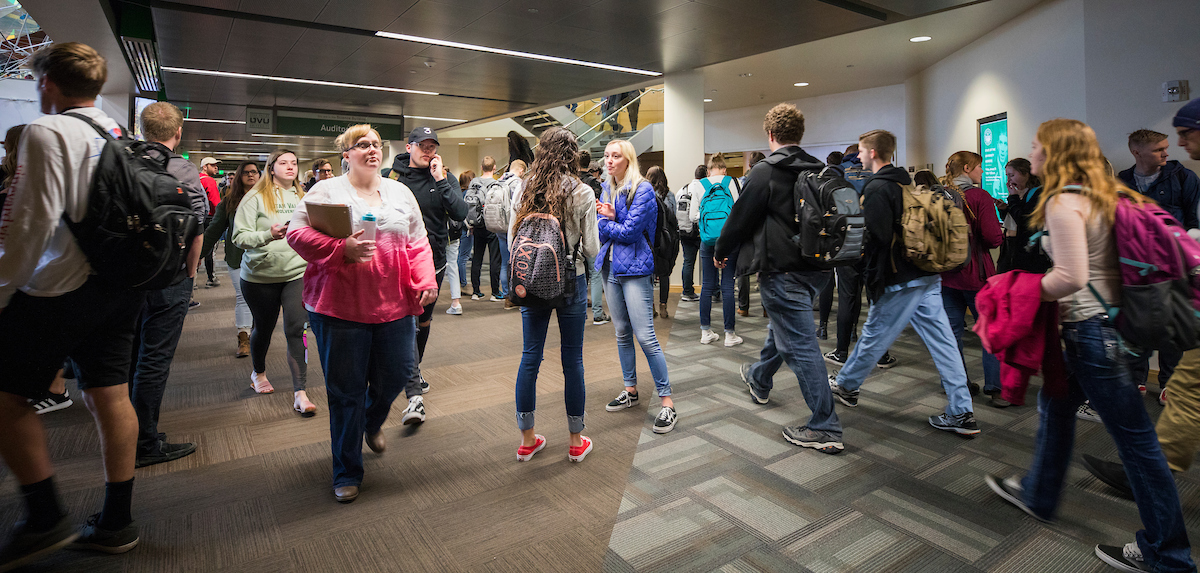 Student walking in hallway