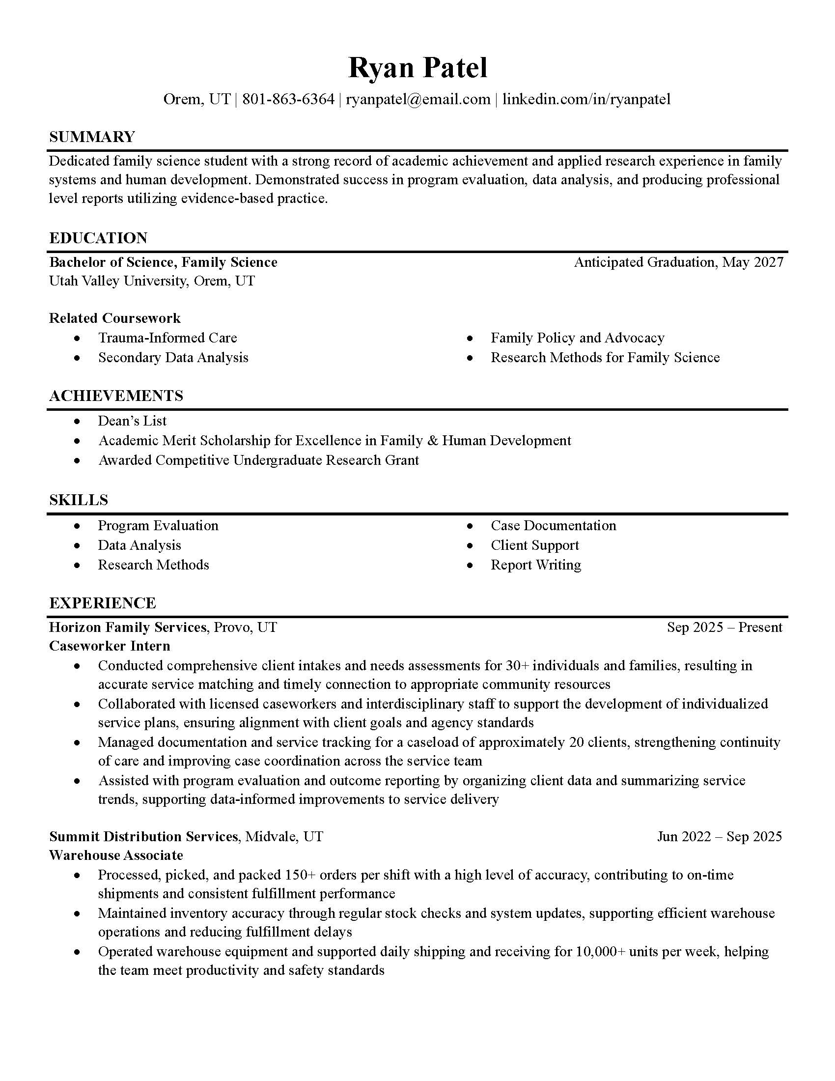 First page thumbnail of a General Resume sample