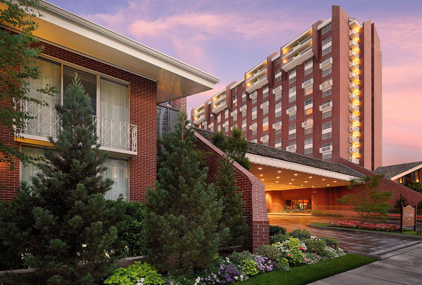 aerial view of the Little America hotel in SLC