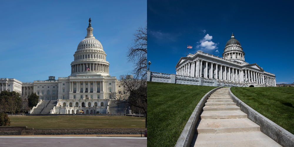 capitol building in Washington D.C. and Salt Lake City