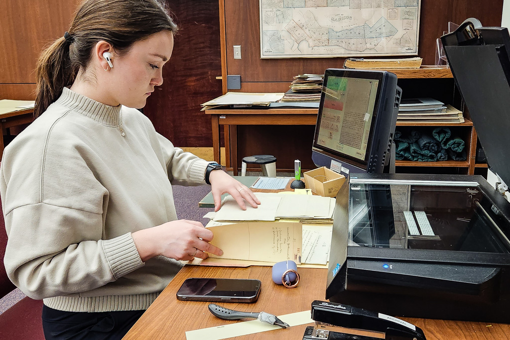 Image of student working on documents