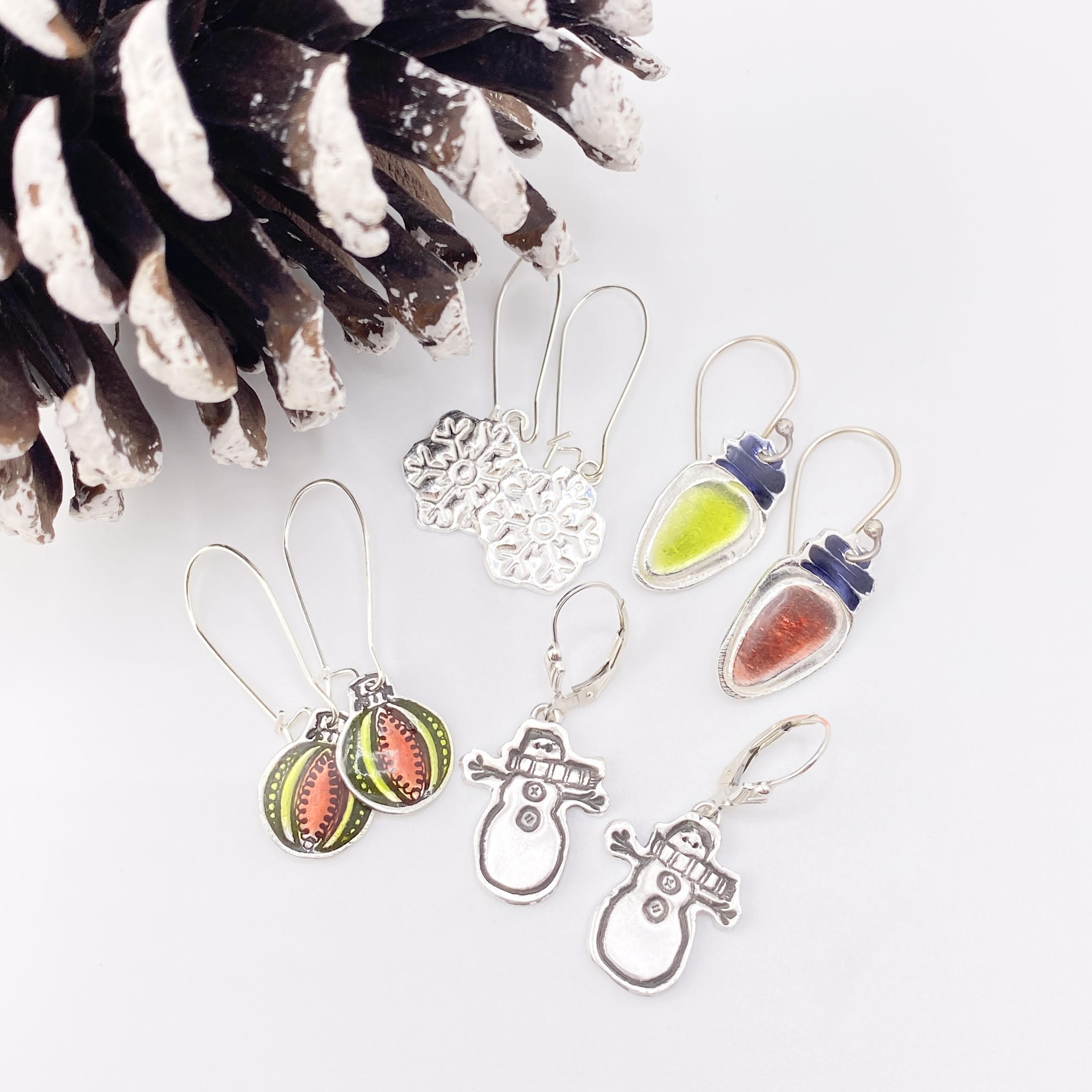 Holiday silver earrings image
