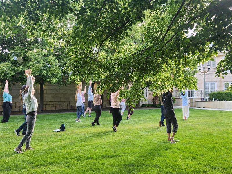 People doing Tai Chi in park