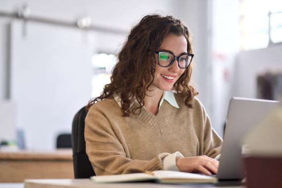 A women working on a computer